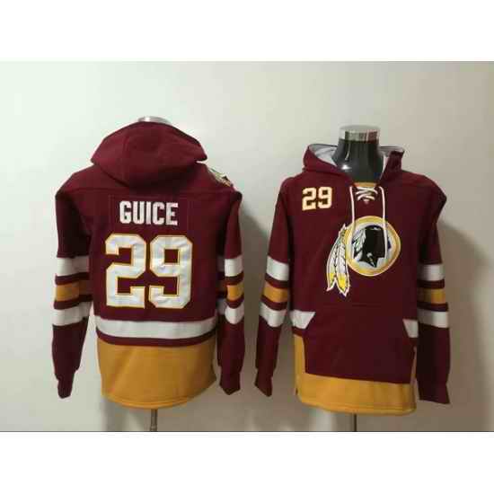 Men Nike Washington Redskins Derrius Guice 29 NFL Winter Thick Hoodie